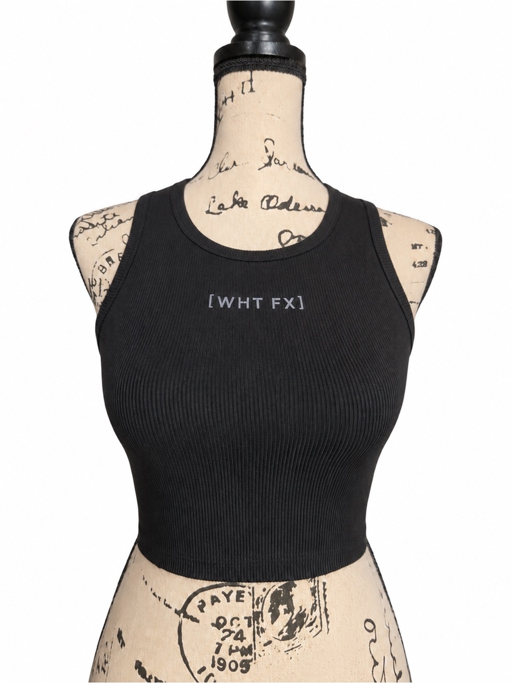 White Fox women’s Black Ribbed Cropped Tank Top size XS